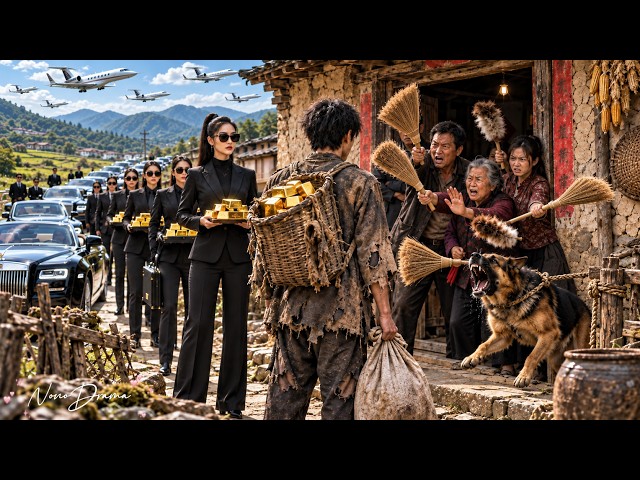 🔥🔥穷乞丐回家认亲被全家嫌弃，像狗一样把他赶出家门！岂料小伙竟是千亿富豪，故意装穷试探人心！下一秒一个电话叫来99辆豪车，当场甩出百万现金，狠狠打脸所有瞧不起他的人！