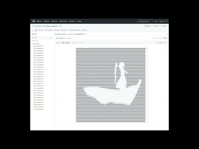 Bad Apple!! but rendered in GitHub Markdown