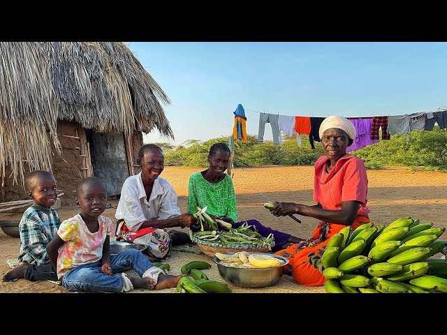 Creamy Butter Beans & Green Bananas 🍲 Firewood Village Cooking