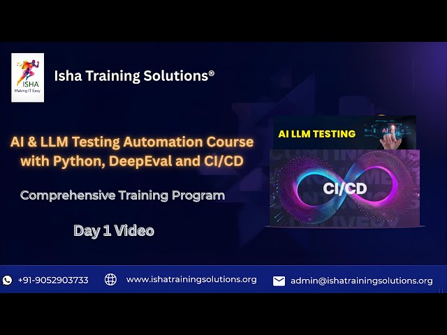 AI & LLM Testing Day1 video on 9th Jan 2026. Contact/WhatsApp us on +91- 9052903733 to enroll.