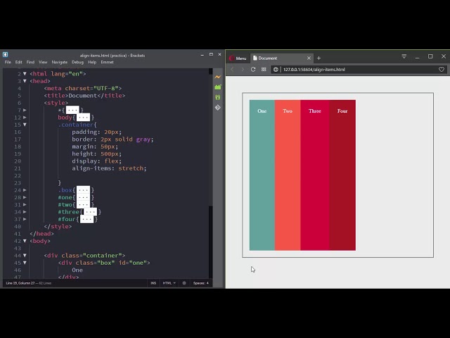 The align-items property with CSS Flexbox