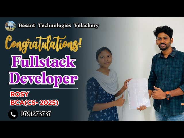 Zero Experience to Fullstack Developer | Fresher Job Success | Chennai Fullstack Training