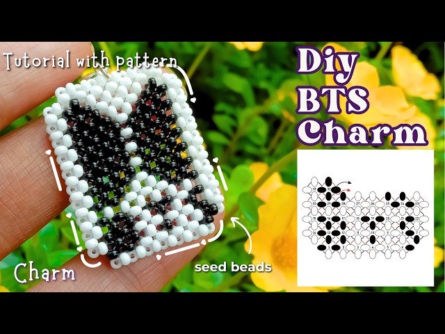 DIY Amuletos con el logo de BTS 💜 | Tutorial de cuentas de semillas | Lindo amuleto de cuentas es...