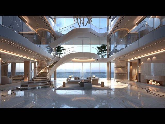 Luxury Sea View Mansion Ambience 🌊✨ | Relaxing Modern Villa Sounds for Stress Relief & Sleep
