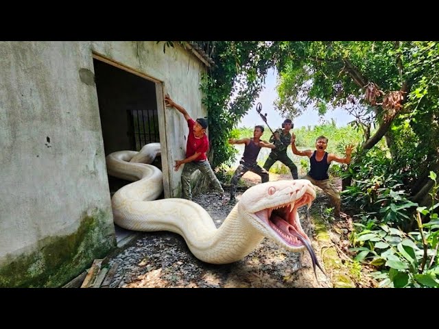 An expert bravely uses high-tech snake-detecting equipment to locate a giant python's den.