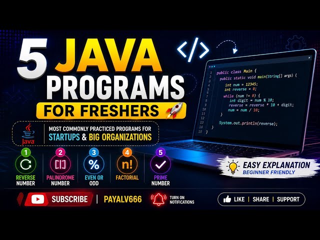 👉 🔥 5 Java Programs You MUST Know Before Your Fresher Interview! 💻 | Part 1