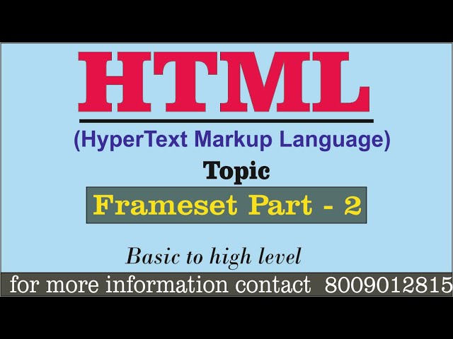Basic HTML Practical || FRAMESET PART - 2 ||  Full Computer Tutorial for beginners in Hindi