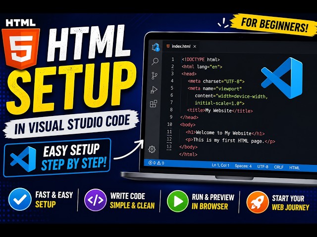 HTML Setup in Visual Studio Code | Beginner Tutorial