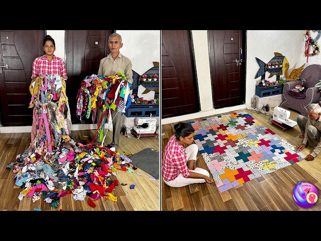 They Made Designer Patchwork Quilt from Waste Fabric Scraps