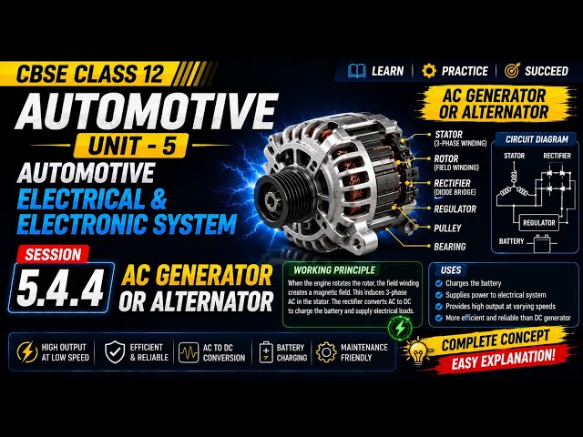 Unit 5 Automotive Electrical & Electronic System – Session 5.4.4 AC Generator or Alternator Class 12