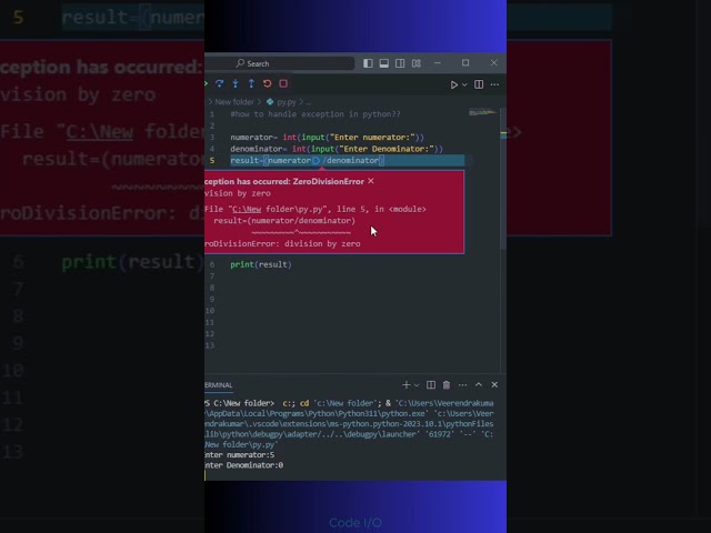 Do you know how to handle Exceptions in Python? 🐍 #shorts #python #pythonprogramming #programming