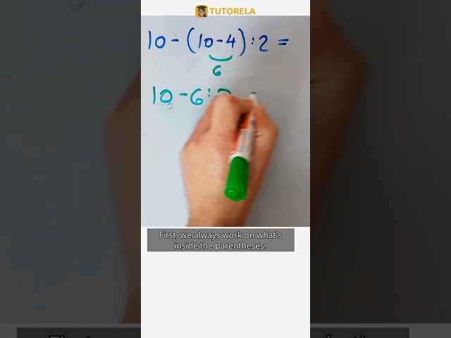 Order of Operations Simplified: Solve 10-(10-4):2 #Math #TheOrderOfOperations