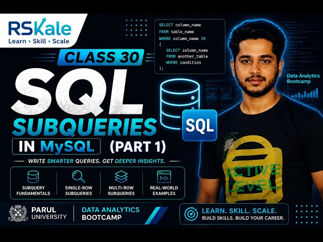 Subqueries in SQL (Part 1) | Subqueries Tutorial for Beginners | Data Analytics Bootcamp Class 30
