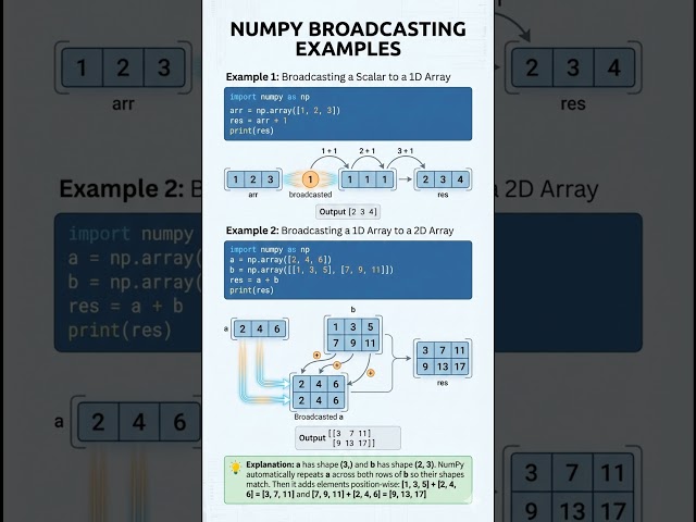 NumPy Broadcasting Example-1 #datascienceforbeginners #pythonprogramming #numpy