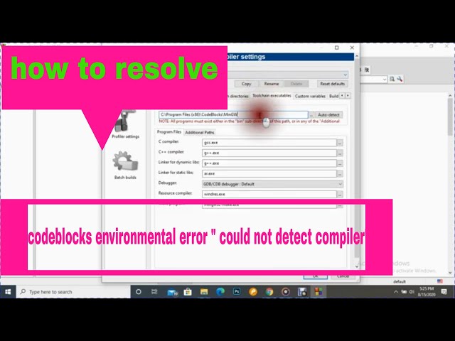 solution of "could not detect compiler on codeblocks" (part 2)
