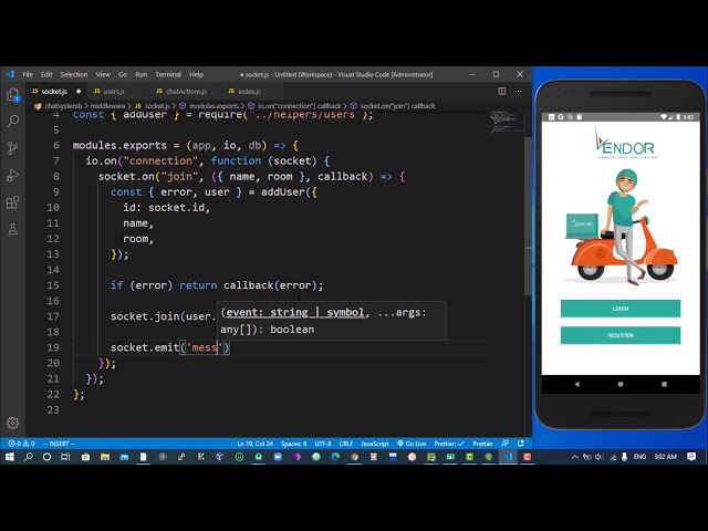 React Native: Vendor Chat App [6] - socket.io react native & node js