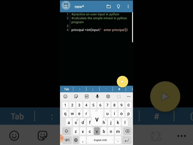 calculate simple intrest  program  in python|  python programming | v.28(p.8) |  #shorts