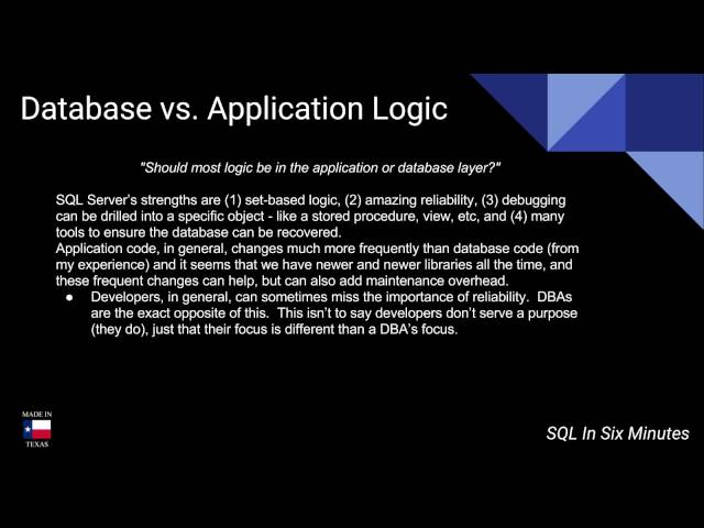 Should Our Logic Be In the Application or Database Layer?