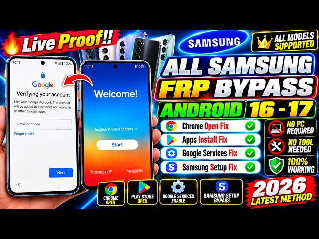 🔥 LIVE PROOF! Samsung FRP Bypass Android 16–17 | Chrome Open Fix + Apps Install Fix | No PC 2026