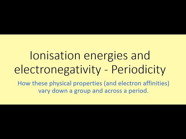 Ionisation Energies and Electronegativity  Periodicity
