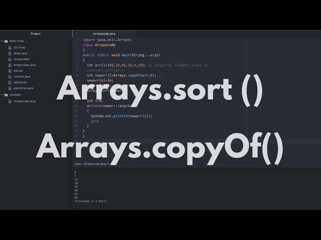 Arrays.sort() and Arrays.copyOf() method  usage | Java Tutorials by Aman