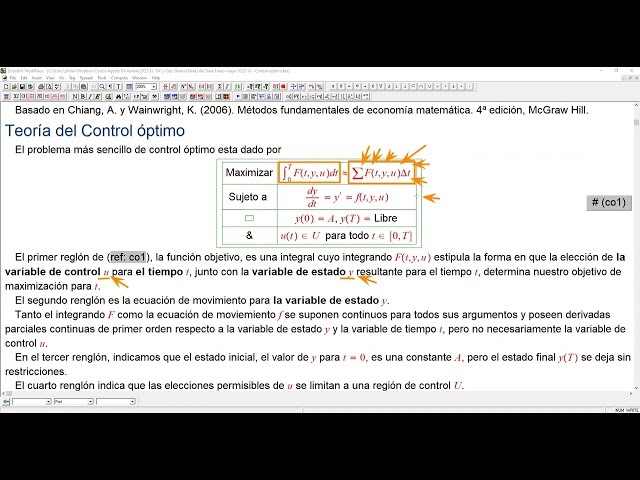 10a  Control óptimo, principio del máximo