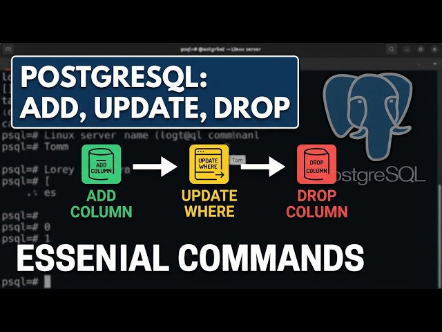 PostgreSQL ALTER TABLE: Add Column, UPDATE WHERE, and DROP COLUMN Tutorial #2