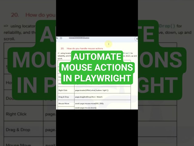 Automate Mouse Actions in Playwright | Playwright Automation Interview Q&A series #automationtesting