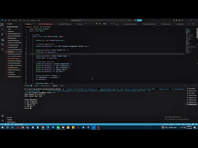 University Transport Management System using Basic concept of OOP (JAVA)