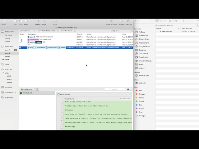 How to use Cherry Pick in Git (SourceTree)