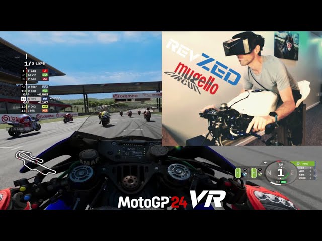 MotoGP 24 VR Gameplay | Pimax Crystal Light on RevZED Motorcycle Simulator – Mugello