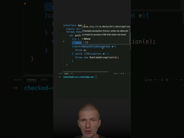When To Use Checked vs Unchecked (Runtime) Exceptions #java #shorts #coding #airhacks