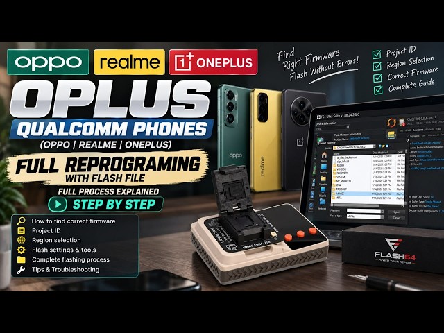 Oplus Qualcomm Full Reprogramming | OPPO, Realme & OnePlus | Flash64 Box Full Tutorial #f64