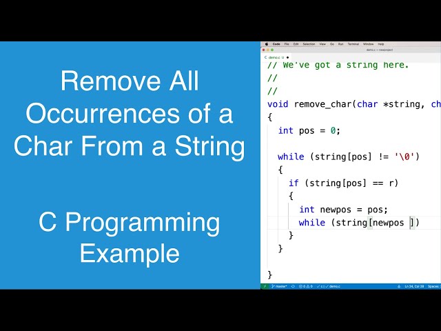 Removing all occurrences of a character from a string | C Programming Example