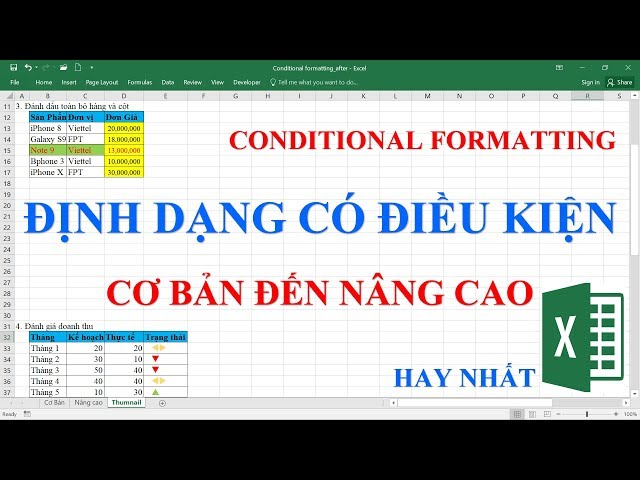Định dạng có điều kiện | Conditional Formatting (Hay nhất)