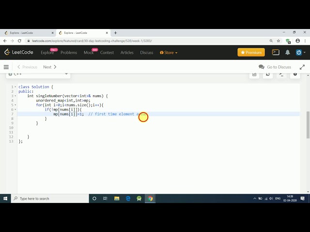 30 Day Leetcode challenge  |  Day 1- single number solution