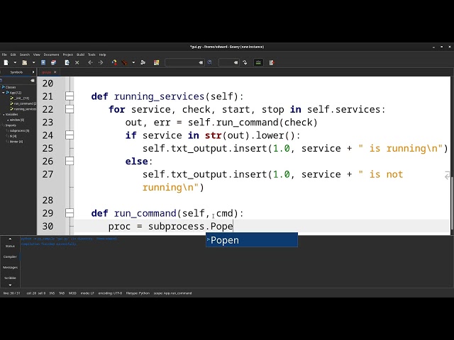 GUI To Execute Command Line Service Or Code Using Python
