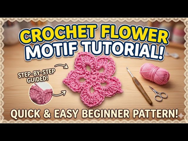 "Need a quick project? This super easy and fast flower motif tutorial is perfect for beginners." 