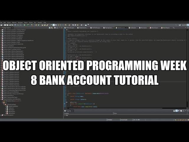 Object oriented programming week 8 Bank account tutorial