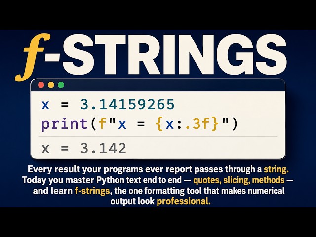 Ep 3: Text, Sliced and Formatted | Strings and f-Strings