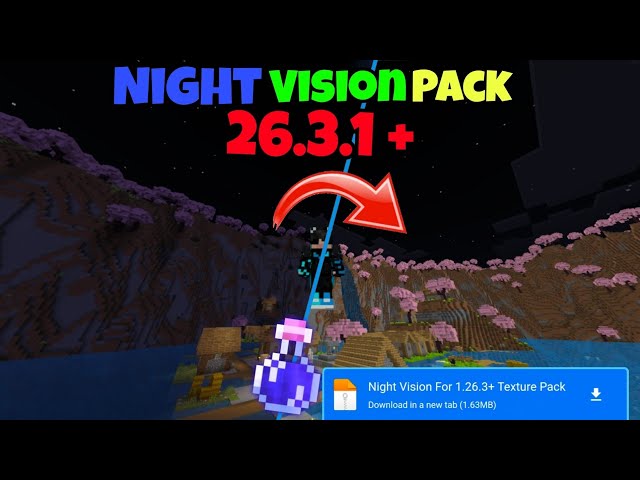Night Vision Resource Pack Minecraft 1.26.3 | Servers / Realms Works 🔥