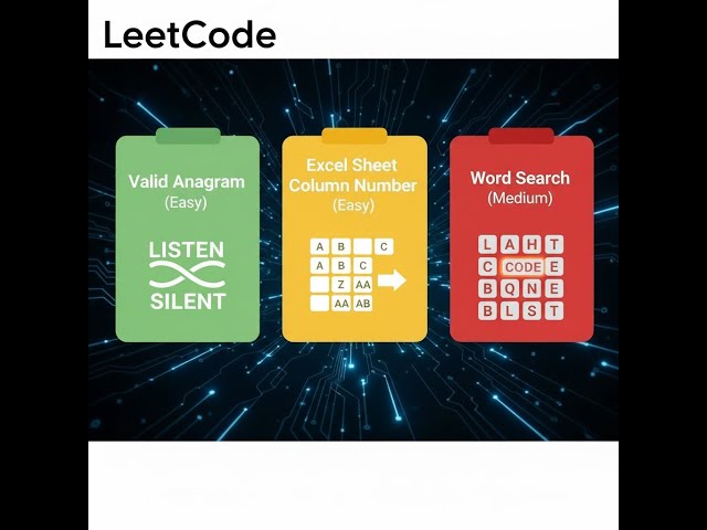 Assessment 18 | Valid Anagram, Excel Sheet Column Number & Word Search