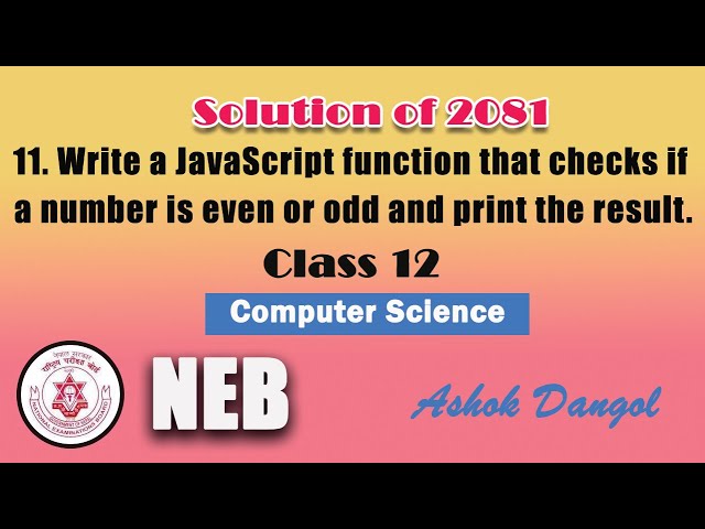 Write a JavaScript function that checks if a number is even or odd andprint the result.
