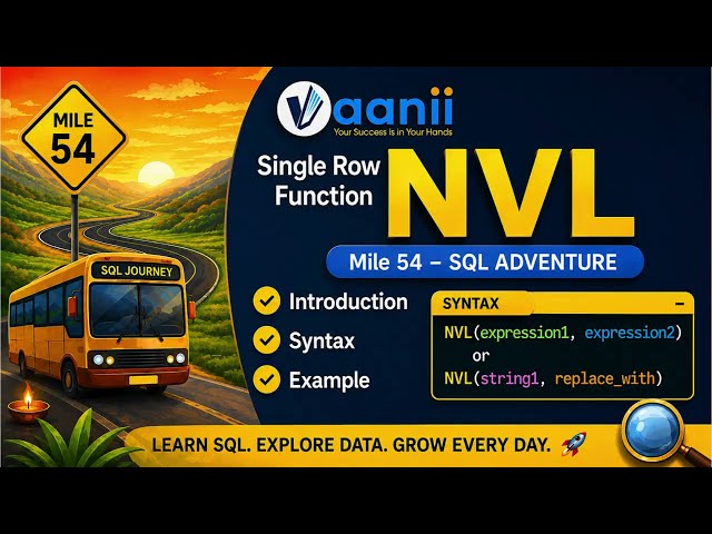 🚀 MILE 54 – SQL JOURNEY | SINGLE ROW FUNCTION: NVL 🚀