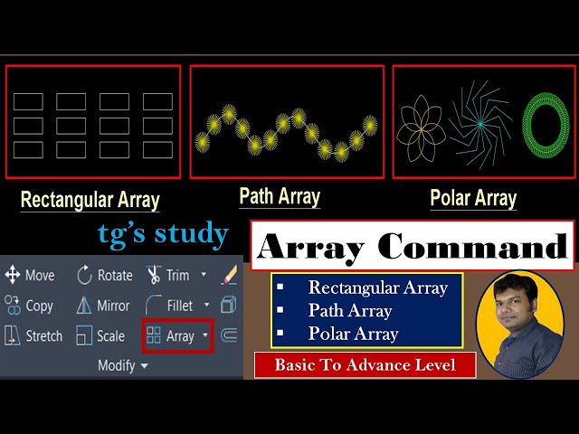 Array Command in AutoCAD Bangla Tutorial ǀǀ How to use Array Command in AutoCAD ǀǀ tg's study