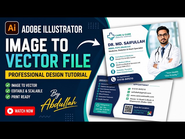 How to Convert Image to Vector in Adobe Illustrator, Professional Business Card Design, mdaamamon