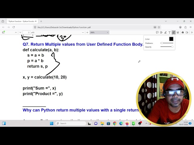 #3 Python course Function Multiple return Debasish Debnath Sir,Durgapur, Mob:9232441317