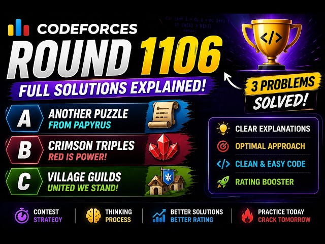 Codeforces Round 1106 Div 2 Solutions | Another Puzzle from Papyrus, Crimson Triples, Village Guilds
