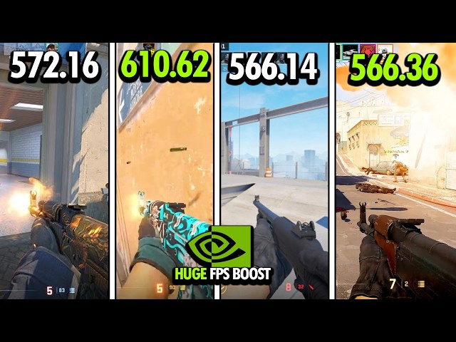 NVIDIA Driver FPS Test in CS2 – 566.36 vs 566.14 vs 610.62 vs 572.16