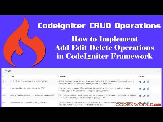 CodeIgniter CRUD Operations with MySQL